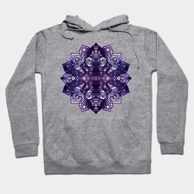 Blue/Purple Paint Pour Mandala Hoodie by Designs_by_KC